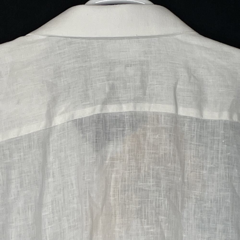 Paul Fredrick Linen Button Shirt Size XXL White Yellow Finest Pure Linen Floral - Picture 8 of 12